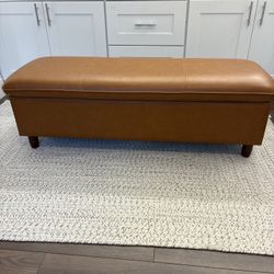 Breeanna Faux Leather Storage Bench Ottoman | Lift-Top | Bedroom Entryway Seating