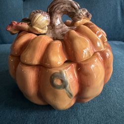 Vintage Pumpkin Patch Ceramic Pumpkin Covered Box