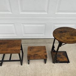 Set of folding table, and two flower stands