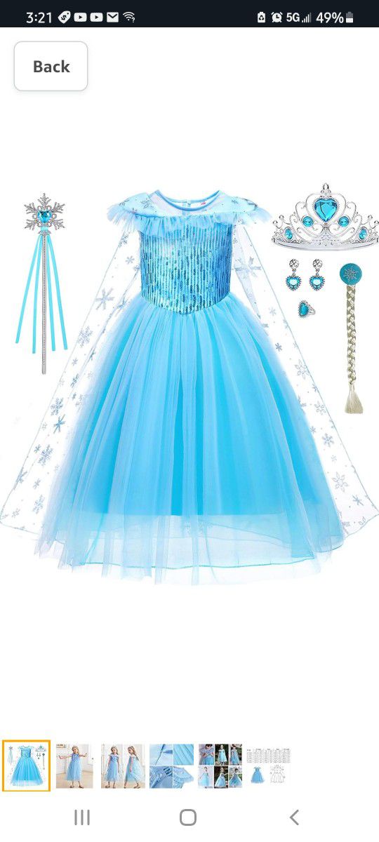 Elsa Costume for Girls Toddler Elsa Dress Princess Halloween Birthday Outfit Blue Party Dress up with Accessories Frozen