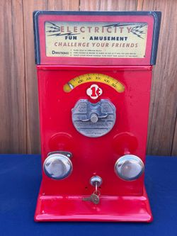 Vintage Penny Arcade Coin Op Shock Machine 1c Shocker