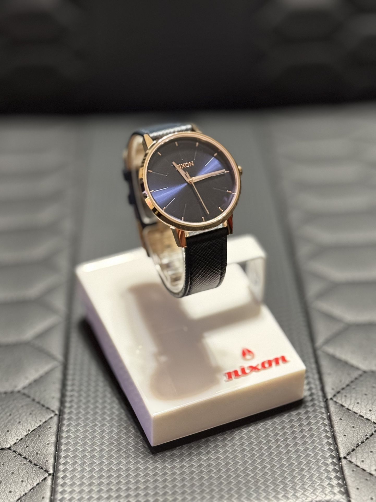Nixon Kensington Leather Watch - Rose Gold and Black Nixon Kensington Leather / Rose Gold / Gray Ladies Watch  main image 2