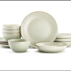 12-Piece Dinnerware Set Service for 4 Sage Green