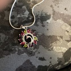 Beautiful Gem Stones Peacock Pendant 925 Sterling silver With Chain