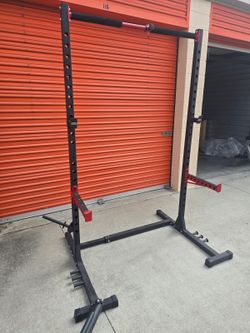 FLYBIRD Squat Rack with Pull-Up Bar – Adjustable J-Cups & Safety Arms (Brand New)