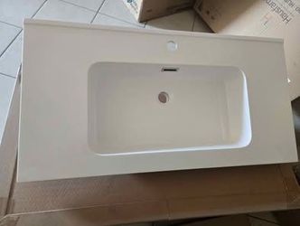 Modern White Bathroom Vanity Top with Integrated Sink
