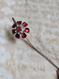 Silver Metal Envelope Opener with Red Flower
