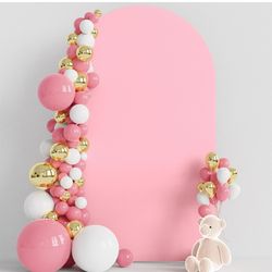 Wokceer Wedding Arch Cover 8FT Spandex Fitted Wedding Arch Stand Covers Round Top Chiara Arch Backdrop Cover for Birthday Party Ceremony Banquet Decor