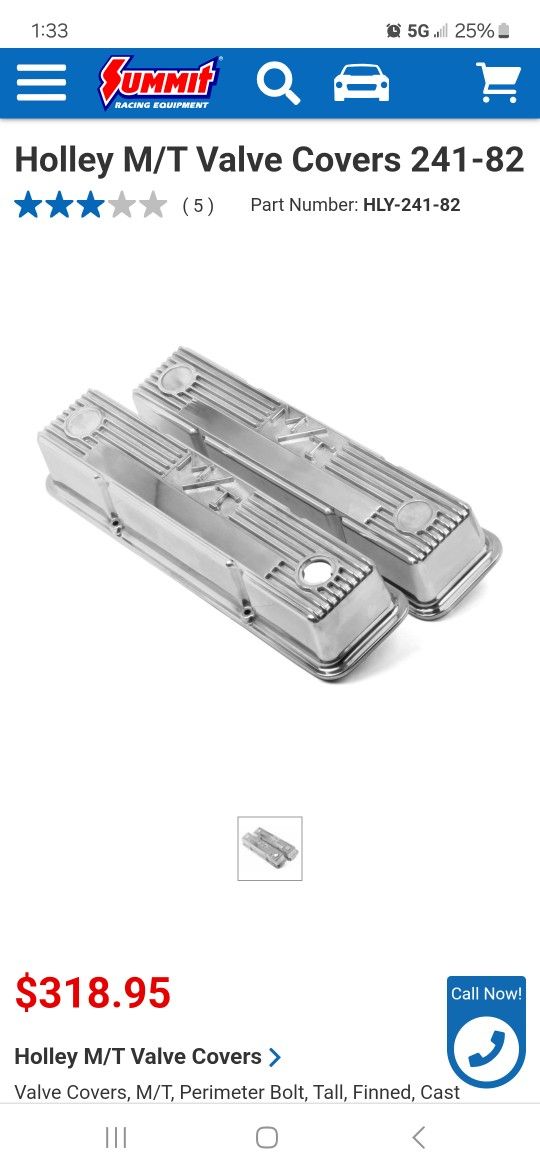 HOLLEY M/T VALVE COVERS. S/B CHEVY