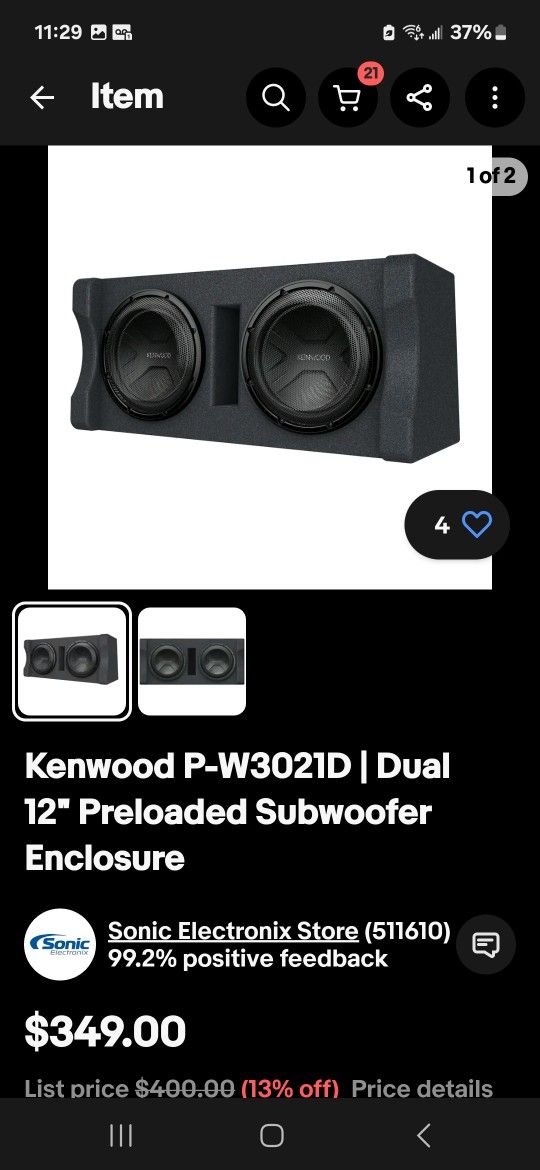 Dual 12 Inch Kenwood Subwoofer And Amp