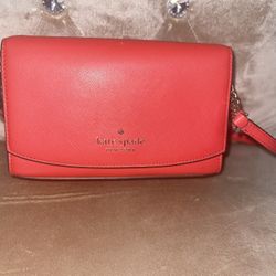 Kate Spade New York Staci Small Flap Crossbody Gazpacho Saffiano Leather Wallet