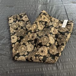 Ann Taylor Black Flora Print Pants Women (8)