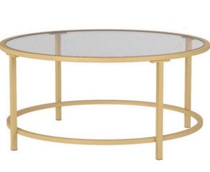 36in Modern Round Tempered Glass Accent Side Coffee