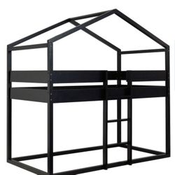 Flannibrook Black Twin Over Twin House Loft Bed