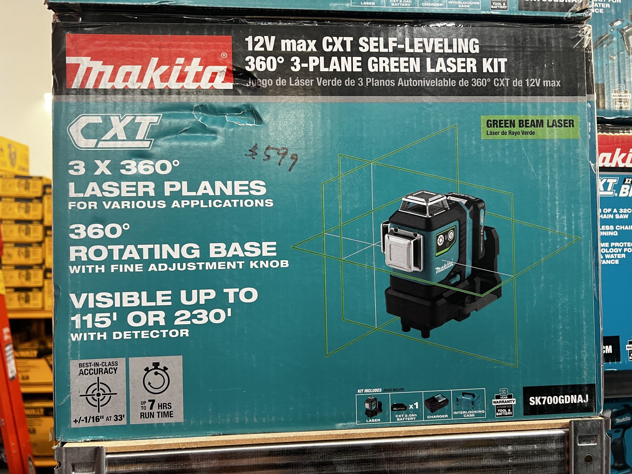 Makita 12v Cxt Self Leveling 360 3 Plane Green Sale Kot