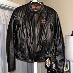 Womens Fitted Authentic Harley Davidson LEATHER Jacket Riding Coat
