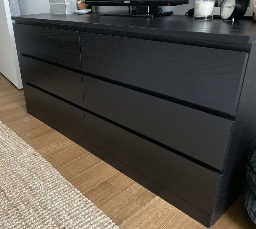 IKEA Malm Black Dresser With Glass Top for Sale in San Diego, CA OfferUp
