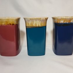Vintage Drip Glaze Pottery Coffee / Tea Mug In 3 Different Colors 