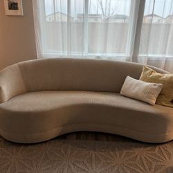 Crate & Barrel Infiniti Grade Curved Back Sofa Oatmeal (98”)