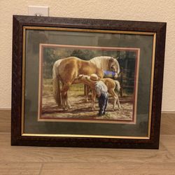 Homco Framed Picture Horse Laurie Snow Hein 