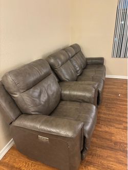 Flexsteal Power Recliners Leather Couch and Arm Chair