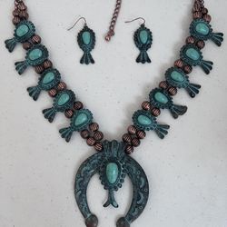 Turquoise Rustic Antique Costume Jewelry Adjustable  Necklace Take For Price Listed. 