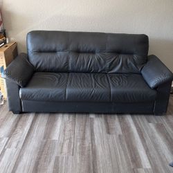 Black Faux Leather Sofa