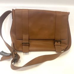 Genuine  MAURIZIO TAIUTI tan brown leather cross body bag messenger 90s