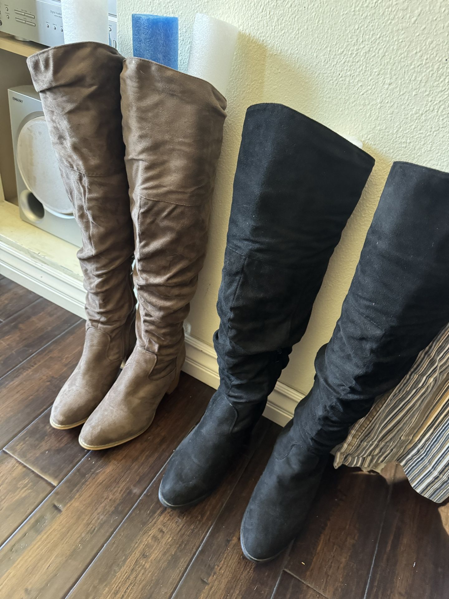 Faux Suede - Thigh High Boots