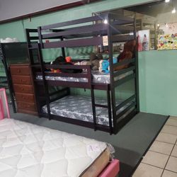 Cappuccino Twin Triple Bunkbed Frame Only