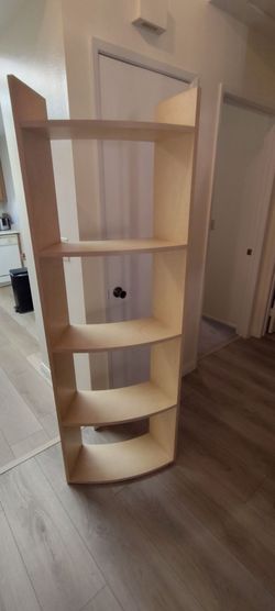 Tall Corner Bookshelf 5-Tier Light Wood