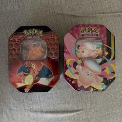 Pokemon Cards TCG Hidden Fates Charizard Tin and Mega Clefable Tin New Sealed