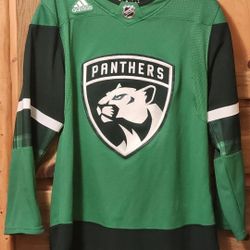 Florida Panthers St Patricks Day Special Hockey Jersey Fight Strap Sz 46 adidas