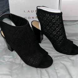 LC Lauren Conrad Black Sling Back Heels Size 10