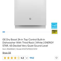 GE 24-in White Dishwasher(With A 3rd Rack)