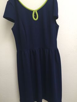Size 10 blue dress with green neckline