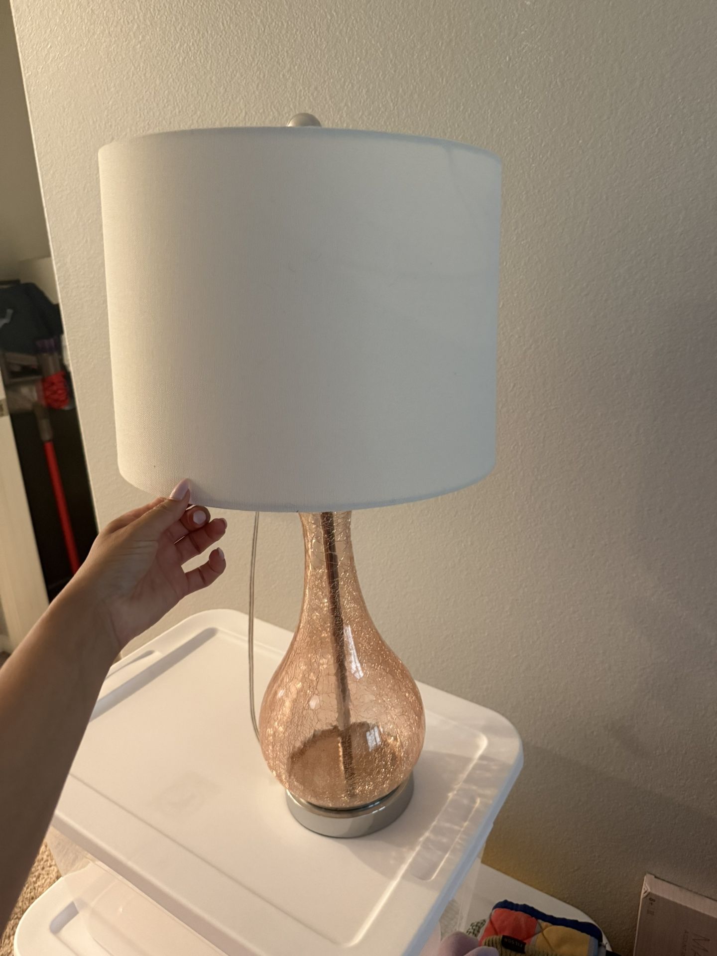 Pink Cracked Glass Lamp For sale