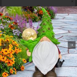 Garden Gnomes, Resin Garden Gnomes Statue with Solar Lights, Funny Figurines Outdoor Decor & Fairy Garden Accessories, Outdoor Decorations for Patio,