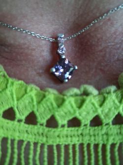 Amethyst  and pink stone silver necklace