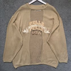 Vintage Pelle Pelle Knit Sweater Mens 3XL Brown Crewneck Pullover