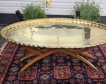 Vintage Brass Extra Large Serving Tray Dinner Coffee Table Top