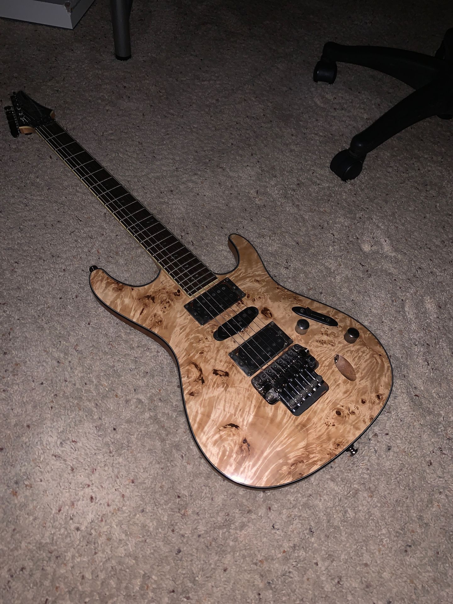 Ibanez S770PB Natural Flat Poplar Burl Top Natural Mint