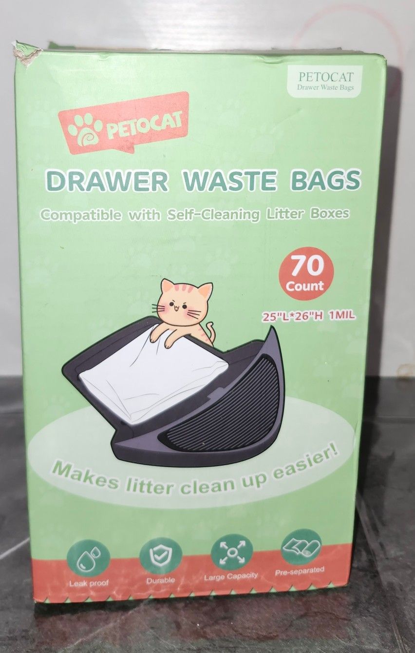 PetoCat Self Cleaning Kitty Litter Machine Drawer Bags 70 ct