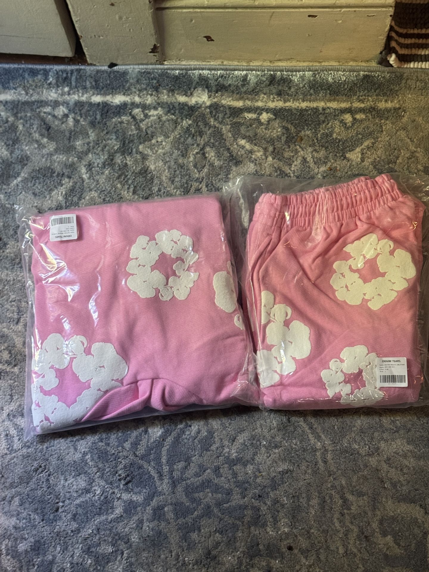 Denim Tears Pink Hoodie & Pants Set L