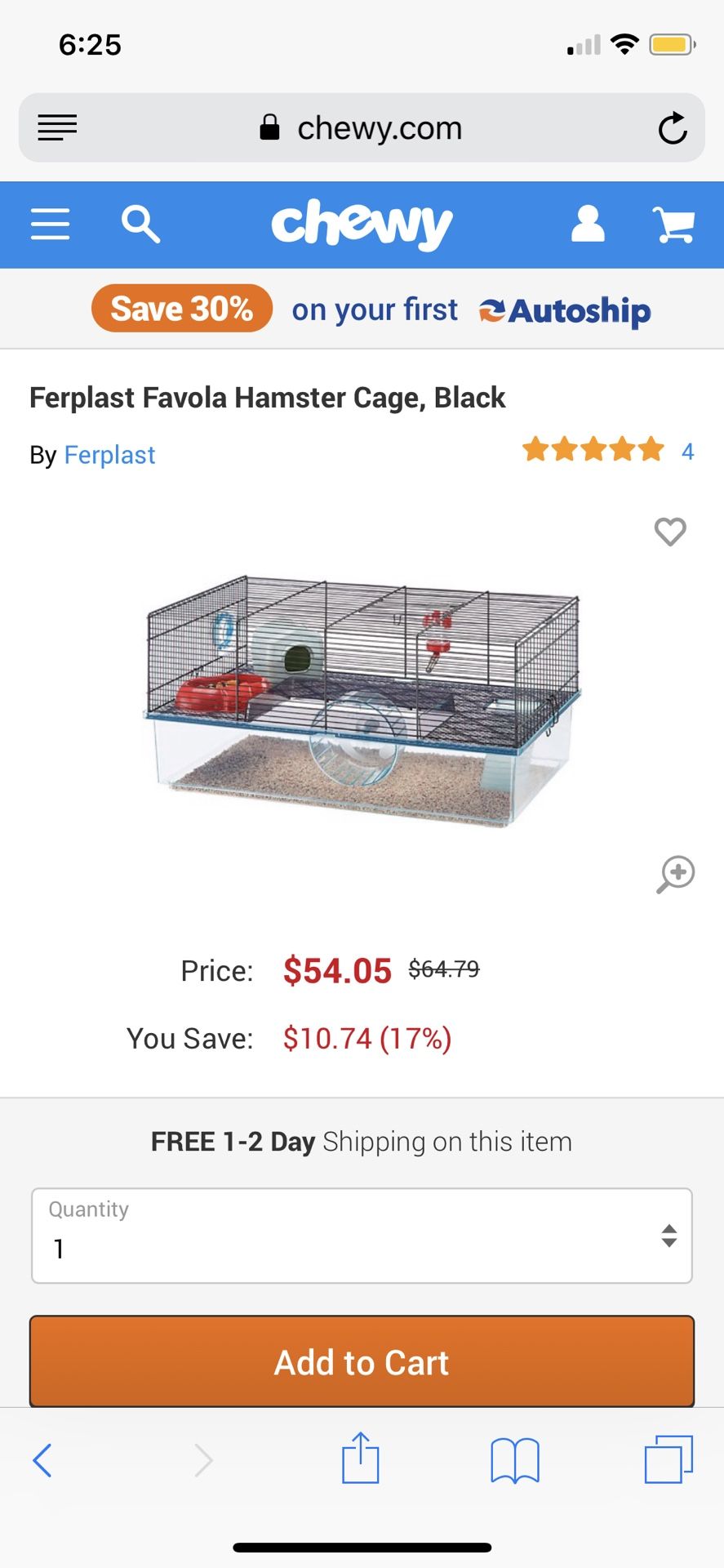 Ferplast Favola Hamster Cage, Black.