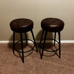 26” Bar Stools Brown Leather 