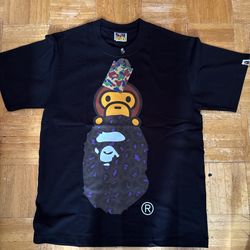 Bape X Baby Milo Purple And Black Camo T Shirt
