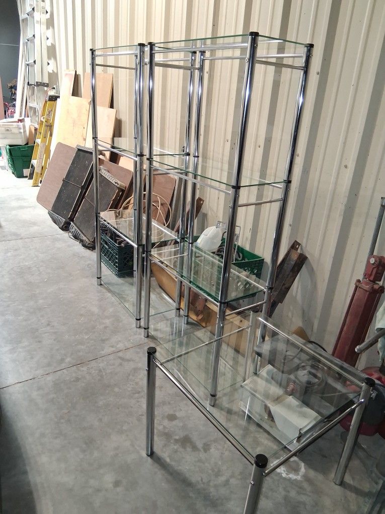 Chrome N Glass End Table And Book Shelves