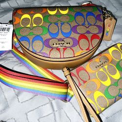 Pride Rainbow Coach Purse and Wallet 