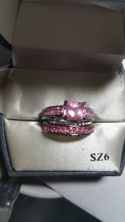 Anillos de matrimonio color Pink set,size 5